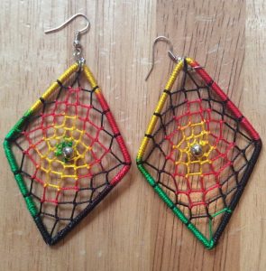 Rasta spider web earrings - Style 1 - Diamond