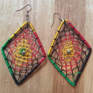 Rasta spider web earrings - Style 1 - Diamond