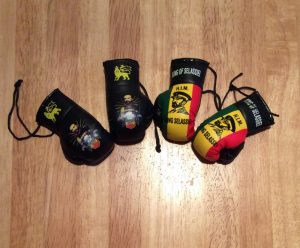 Mini hanging Haile Selassie boxing gloves