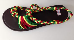 Rasta Red Gold and Green plaited sandals/shoes