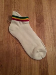 Rasta stripe, white ankle/trainer socks
