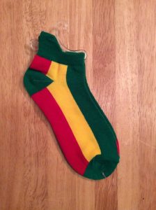 Red Gold and Green ankle/trainer socks