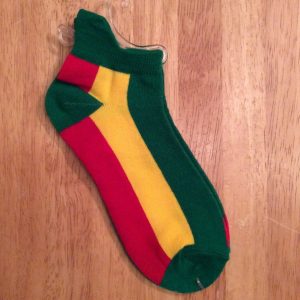 Red Gold and Green ankle/trainer socks