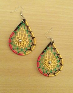 Rasta spider web earrings - Style 3 - Teardrop
