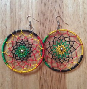 Rasta spider web earrings - Style 2 - Circle