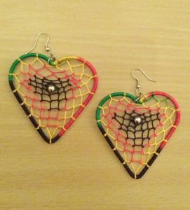 Rasta spiderweb earrings - Style 4 - Heart