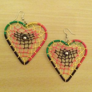 Rasta spiderweb earrings - Style 4 - Heart