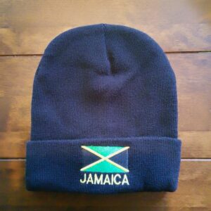 Black Jamaica flag beanie hat