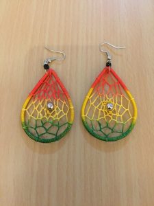 Rasta spider web earrings - Style 3 - Teardrop