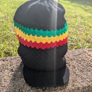 Large Black Rasta Peaked Tam
