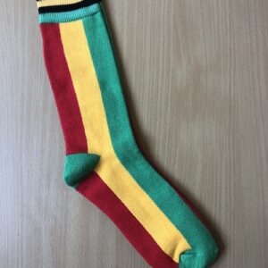 Red gold green socks