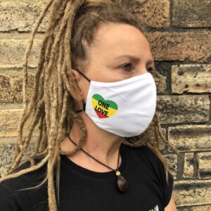 One love white face mask