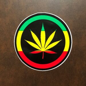 Rasta leaf sticker - round