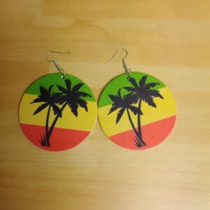 Palm Tree/Rasta Disc Earrings