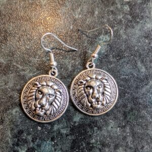 Lion Disc Earrings